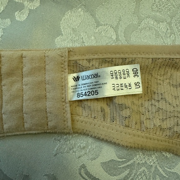Wacoal Bra 36D Halo Lace Strapless Underwire Beige lace 854205 Unlined Bride‎ - Picture 6 of 8